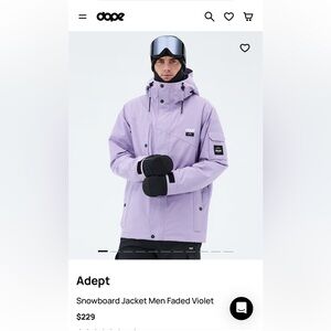Dope Adept Men’s Faded Violet Snowboard Jacket, Medium